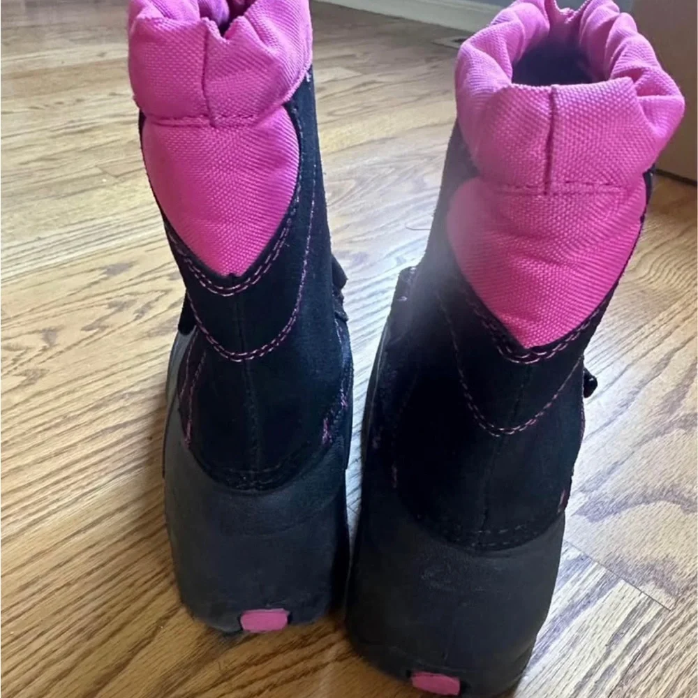 totes Black and Pink Kids Waterproof Winter Boots